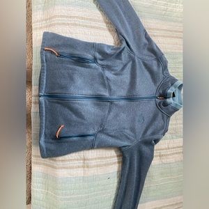 North face flee zip up, fuzzy inside girls size large